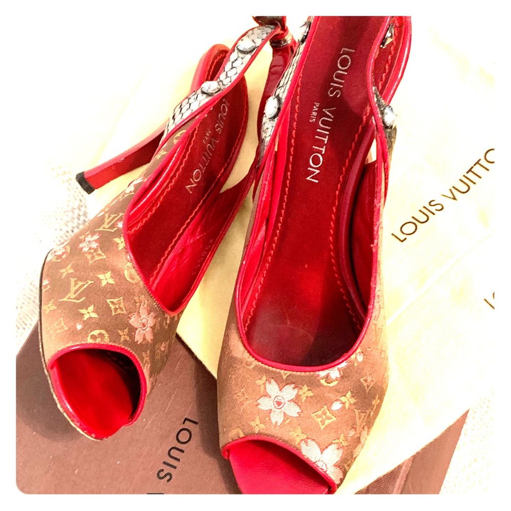 Louis Vuitton monogram cherry heels